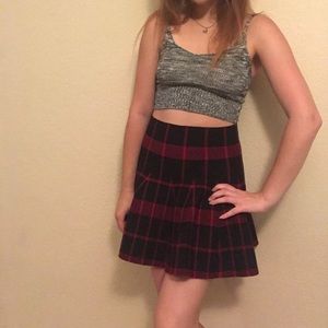 red & white plaid high wasted skirt